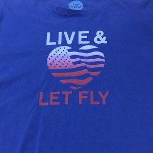 Life Is Good Live and Let Fly Large blue short sleeve shirt tee